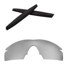 Walleva Mr Shield Polarized Titanium Replacement Lenses with Black Earsocks for Oakley M Frame Strike Sunglasses